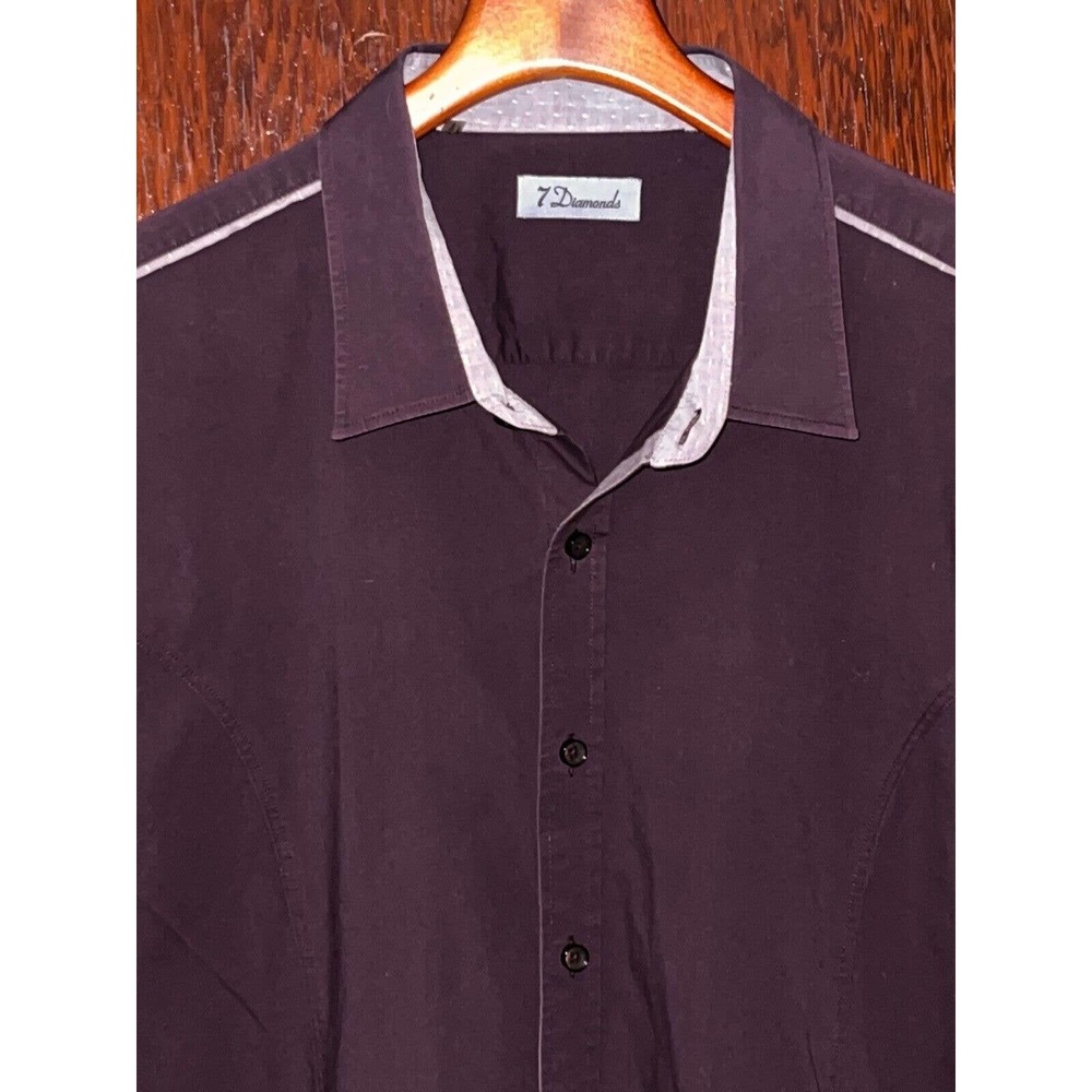 7 DIAMONDS SHIRT PURPLE WESTERN STYLE LONG SLEEVE SLIM STRETCH XXL